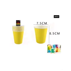 GENERICO - Vaso Amarillo De Carton 6Pcs