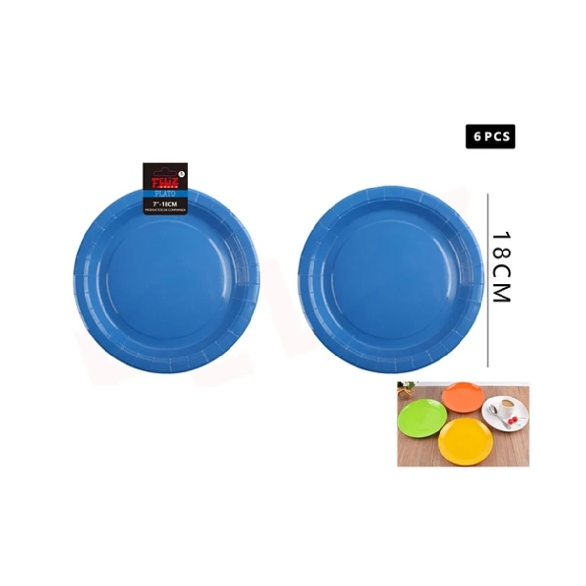 GENERICO - Plato De Cartón Redondo Azul 18Cm