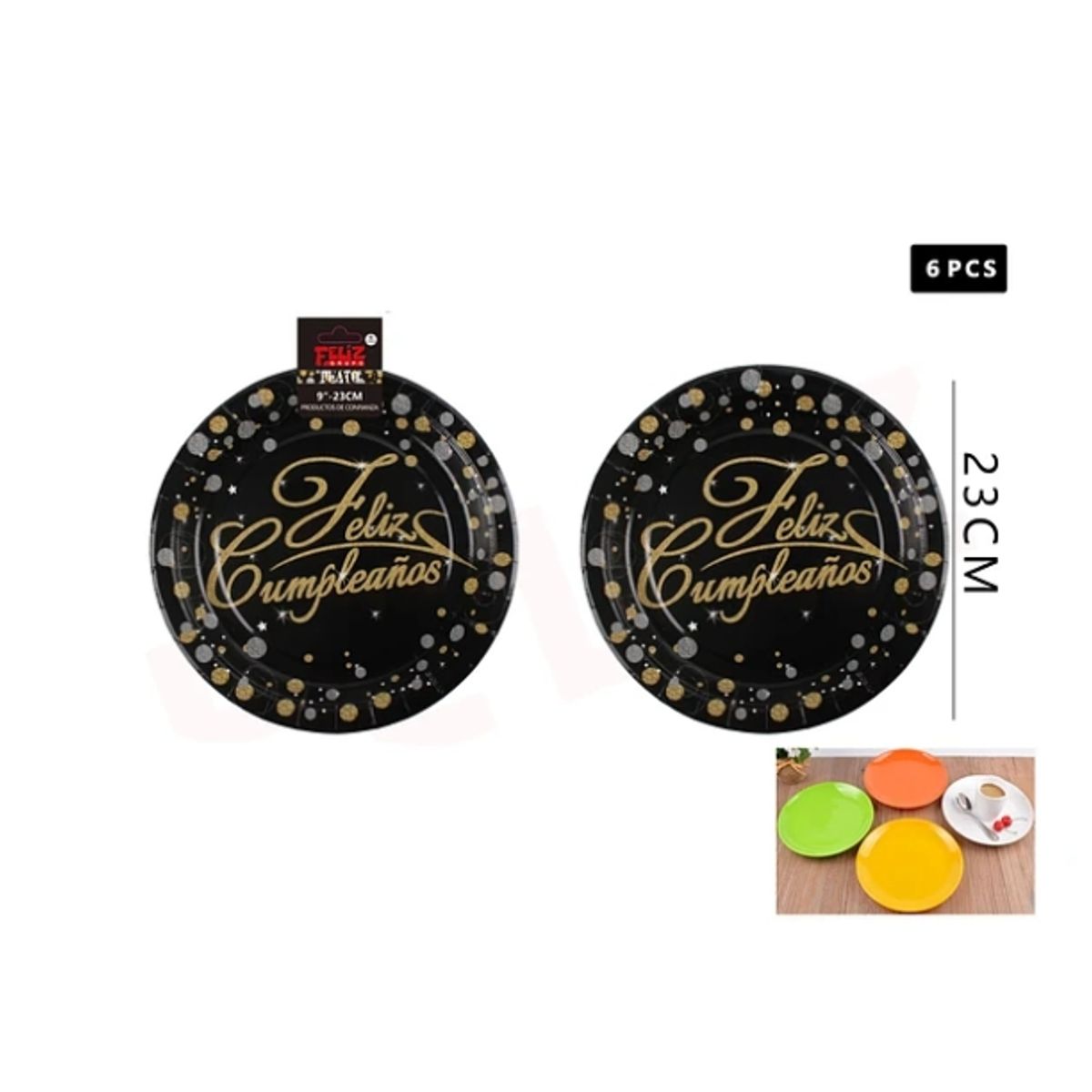 GENERICO - Plato De Cartón Diseño Feliz Cumpleaños 23Cm