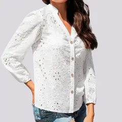 ARRAKASTA - Blusa de broderie escote V