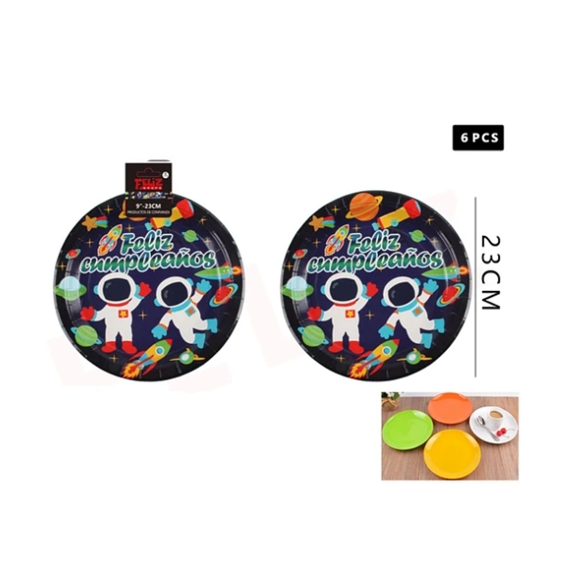 GENERICO - Plato De Cartón Diseño Astronauta 23Cm