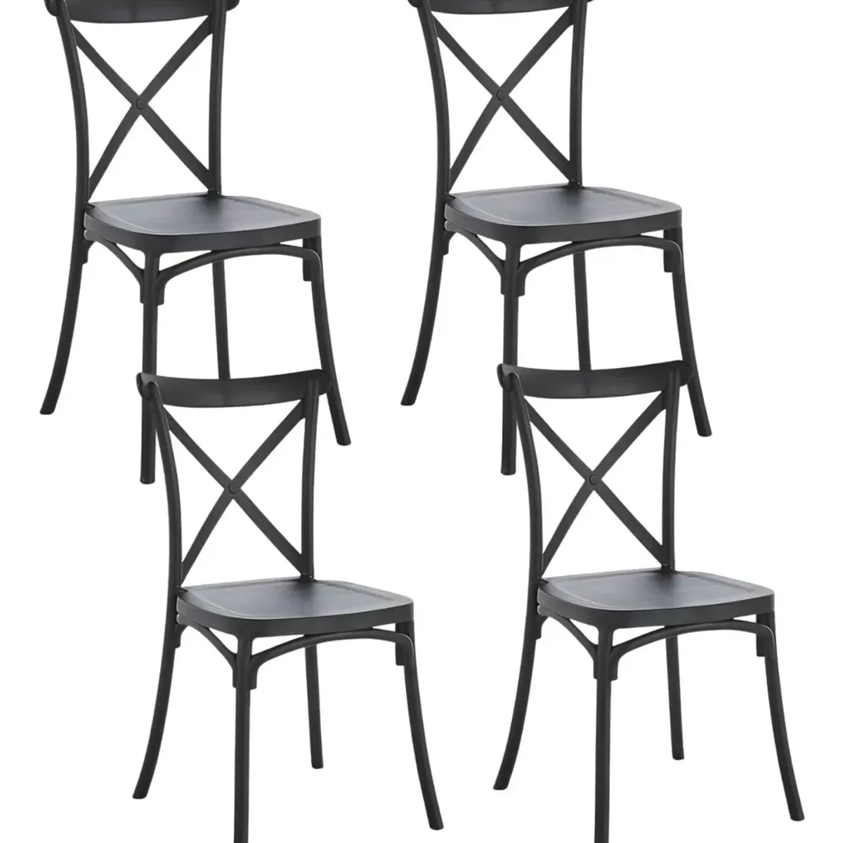 MOBOI - Pack 4 Sillas Crossback Negra Apilable
