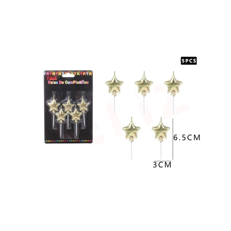 GENERICO - Vela Dorada De Estrella 5 Pcs