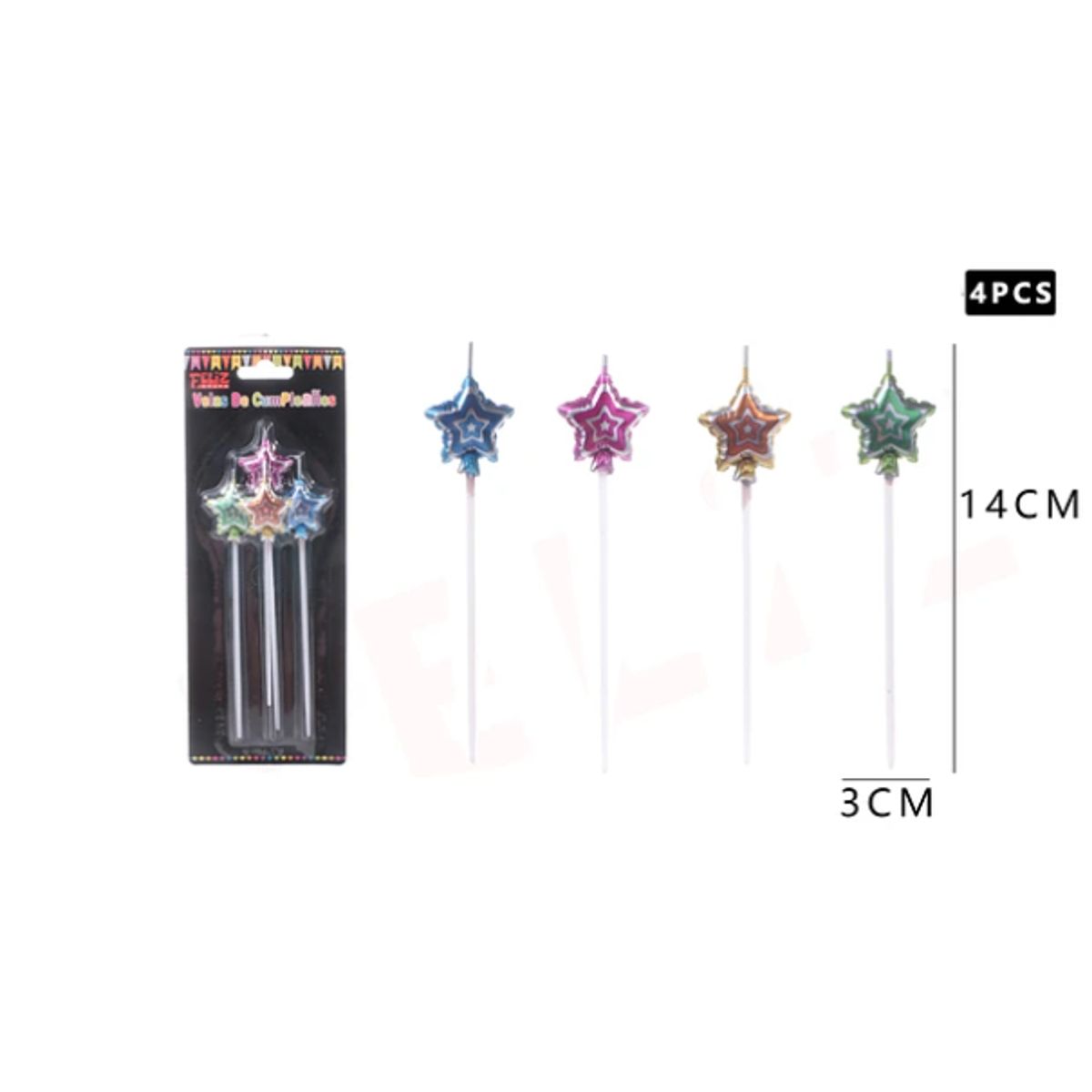 GENERICO - Vela De Cumpleaños Estrella De Colores 5Pcs