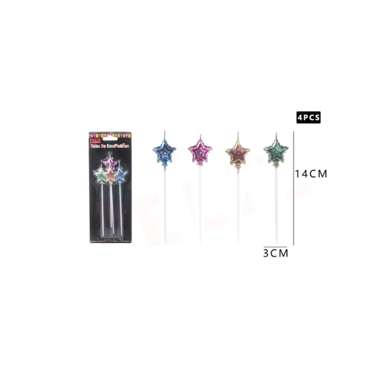 GENERICO - Vela De Cumpleaños Estrella De Colores 5Pcs