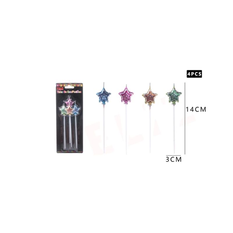 GENERICO - Vela De Cumpleaños Estrella De Colores 5Pcs