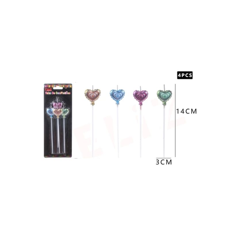 GENERICO - Vela De Corazones De Colores 4Pcs