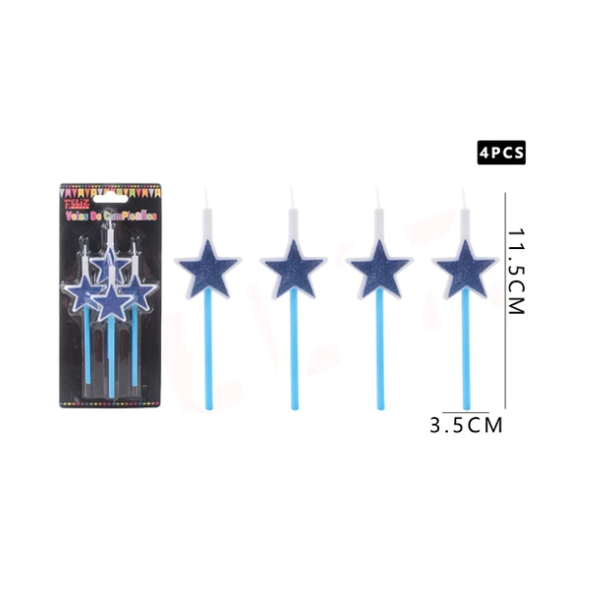 GENERICO - Vela Azules De Estrellas 4Pcs