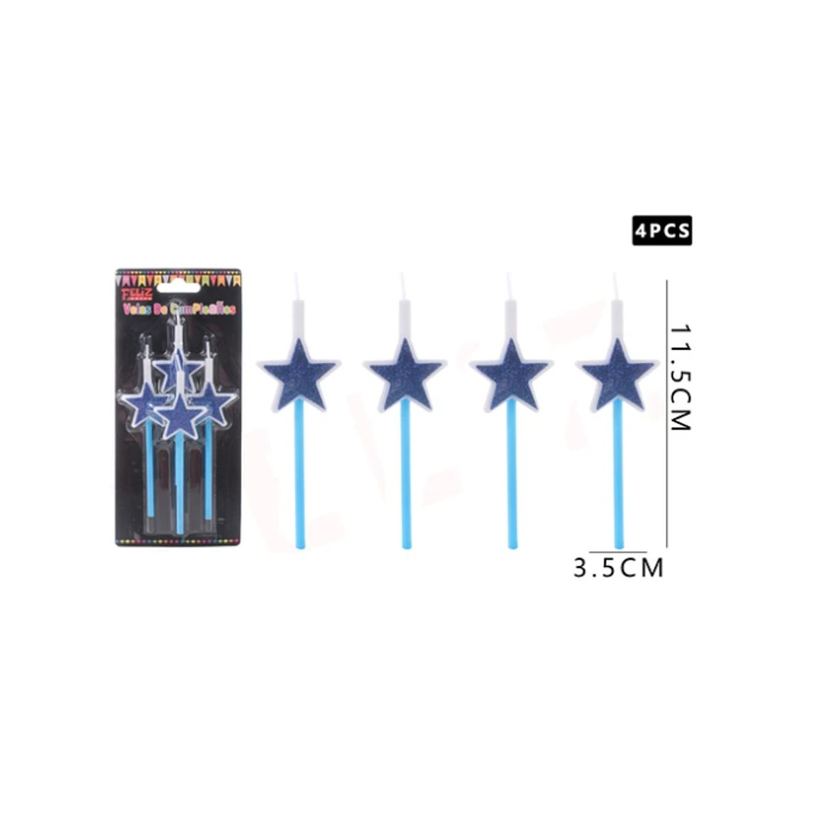 GENERICO - Vela Azules De Estrellas 4Pcs