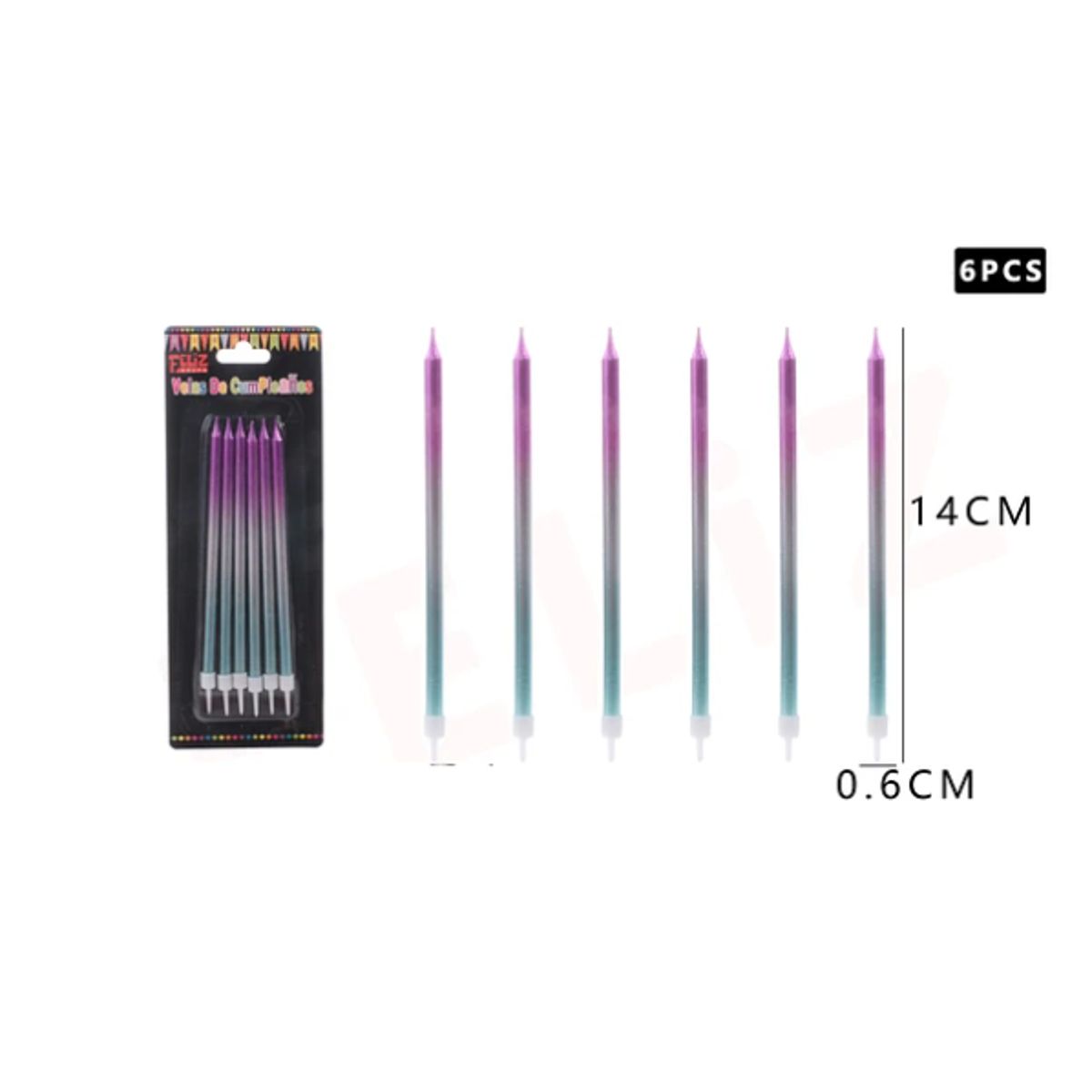 GENERICO - Vela De Cumpleaños Multicolores 6Pcs
