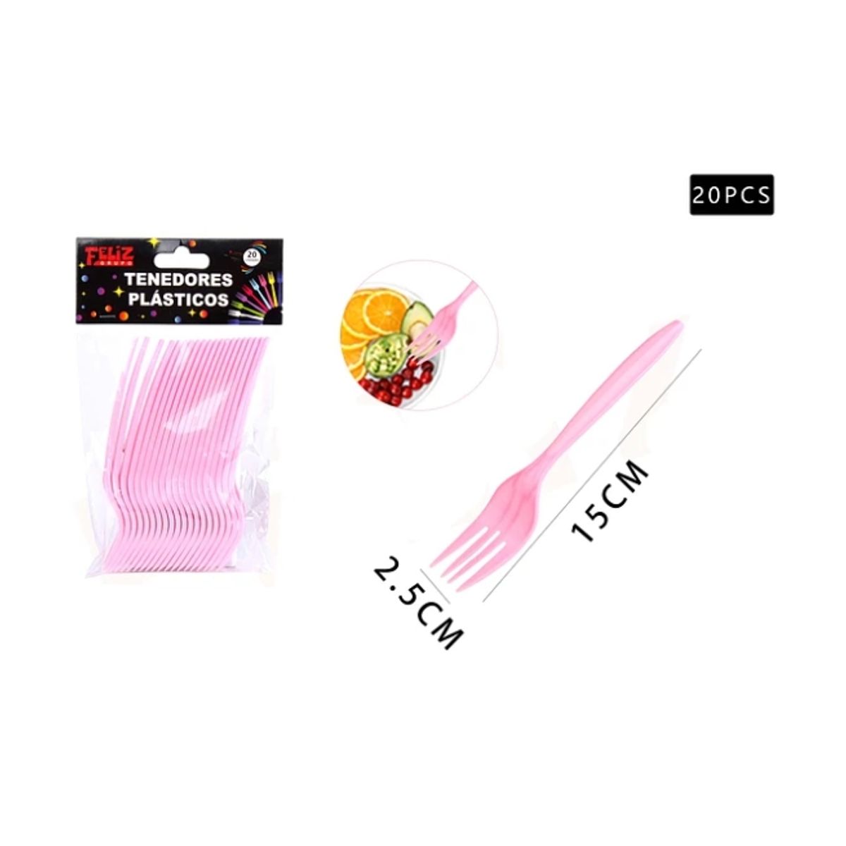 GENERICO - Tenedores Rosa 20 Pcs Fiestas