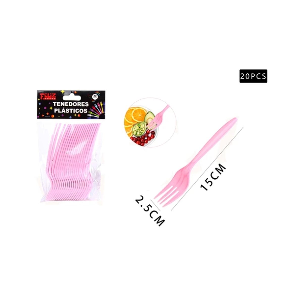 GENERICO - Tenedores Rosa 20 Pcs Fiestas