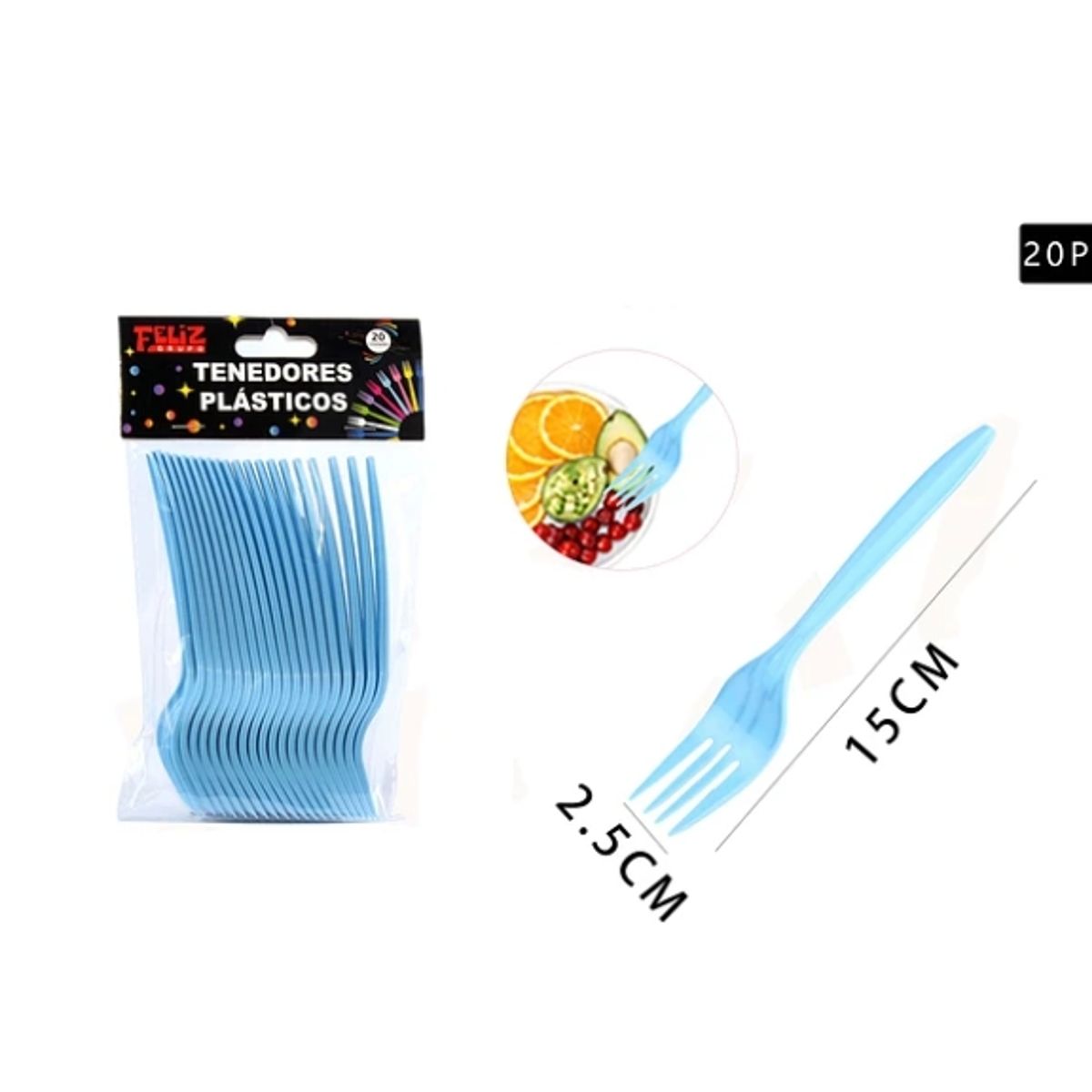 GENERICO - Tenedores Celestes 20 Pcs Fiestas