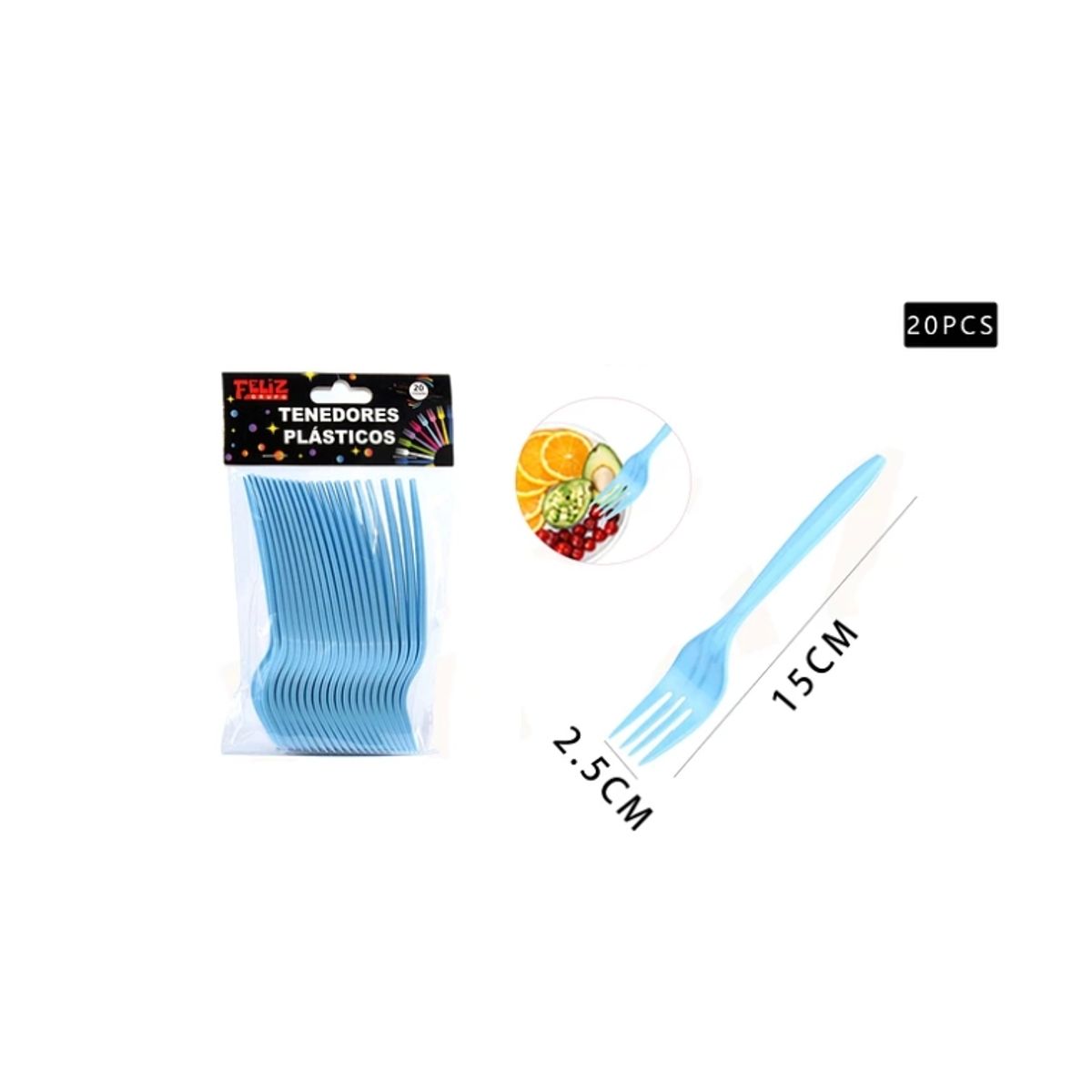 GENERICO - Tenedores Celestes 20 Pcs Fiestas