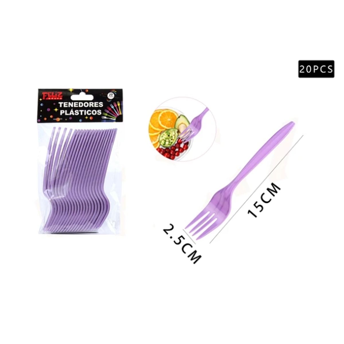 GENERICO - Tenedores Morado 20 Pcs Fiestas