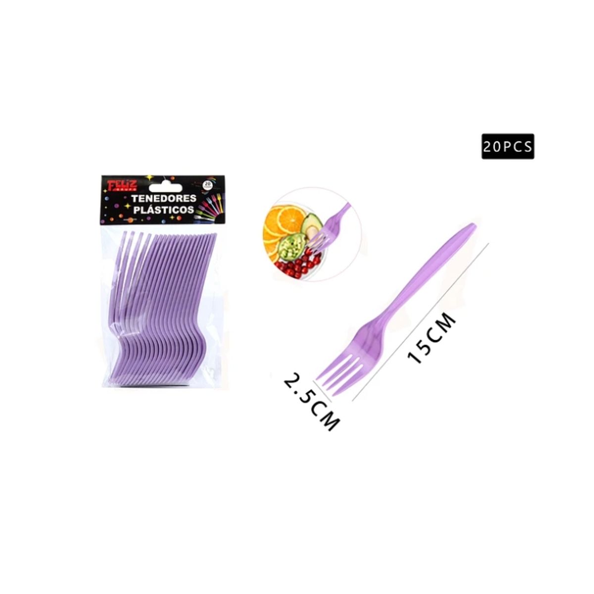 GENERICO - Tenedores Morado 20 Pcs Fiestas
