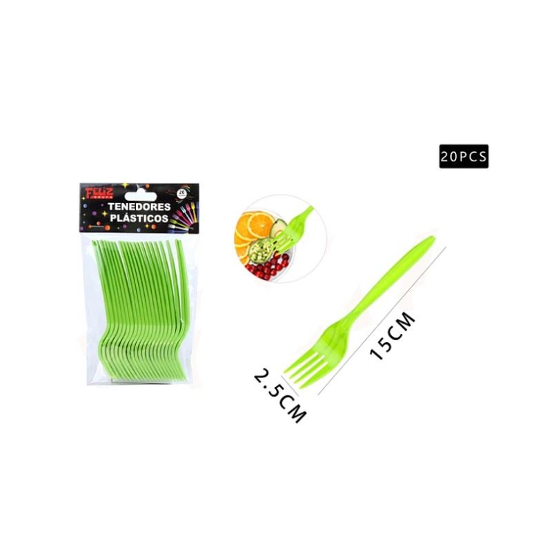GENERICO - Tenedores Verdes 20 Pcs Fiestas