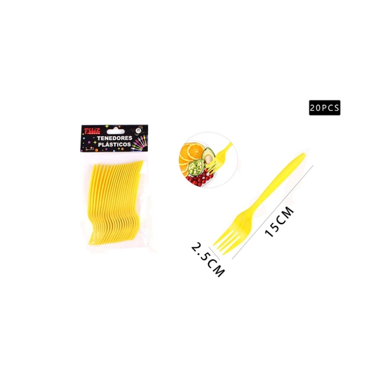 GENERICO - Tenedores Amarillo 20 Pcs Fiestas