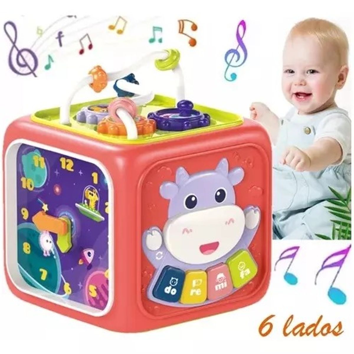 GENERICO - Juguete Montessori Educativo 6 En 1 Cubo Didáctico Para Bebé