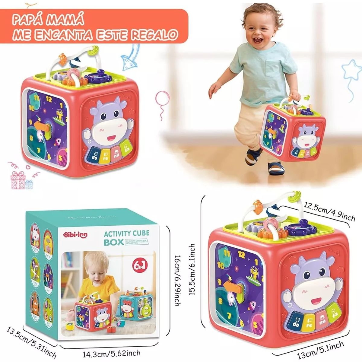 GENERICO - Juguete Montessori Educativo 6 En 1 Cubo Didáctico Para Bebé