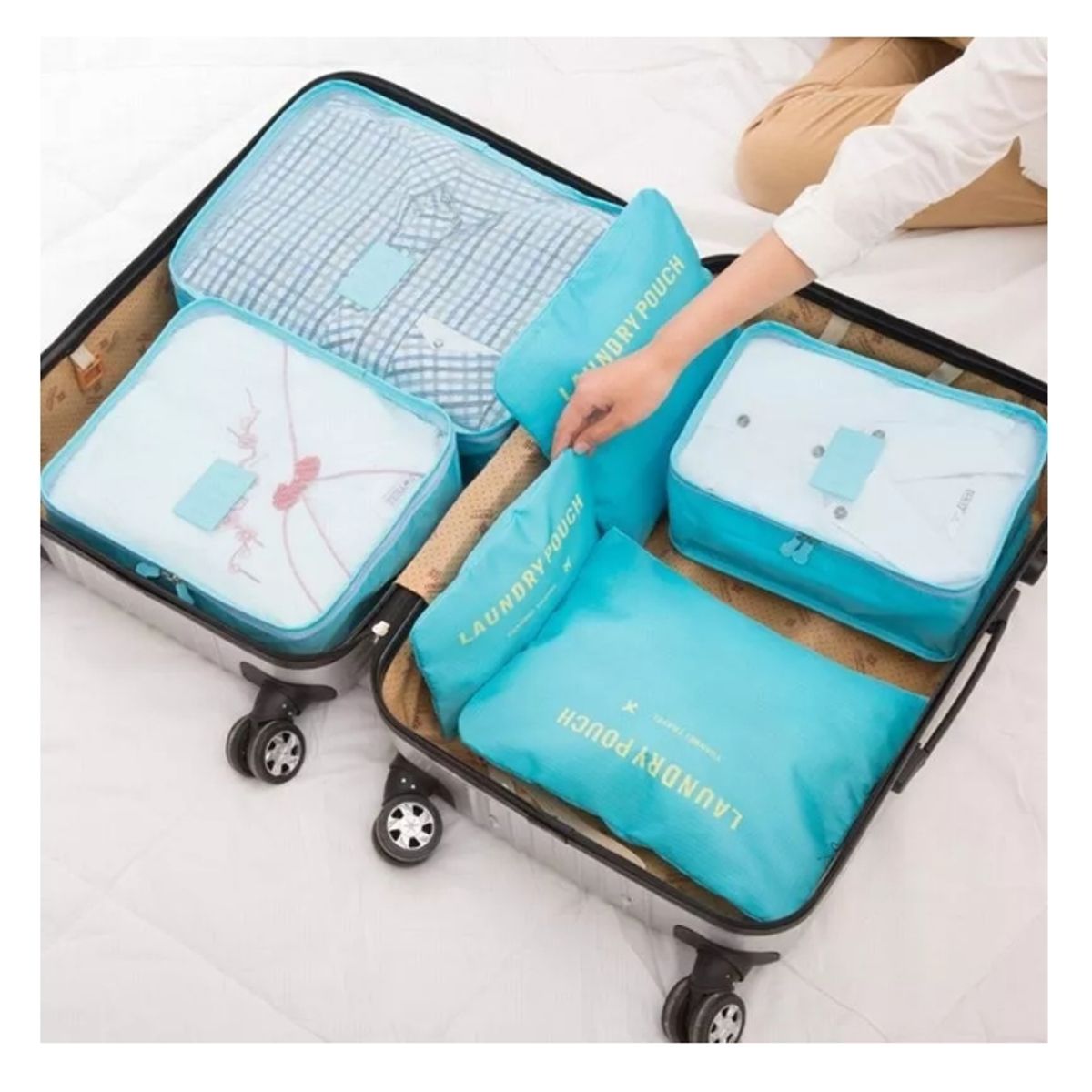 GENERICO - Organizador Set De 6 Bolsa De Almacenamiento Para Maletas Celeste