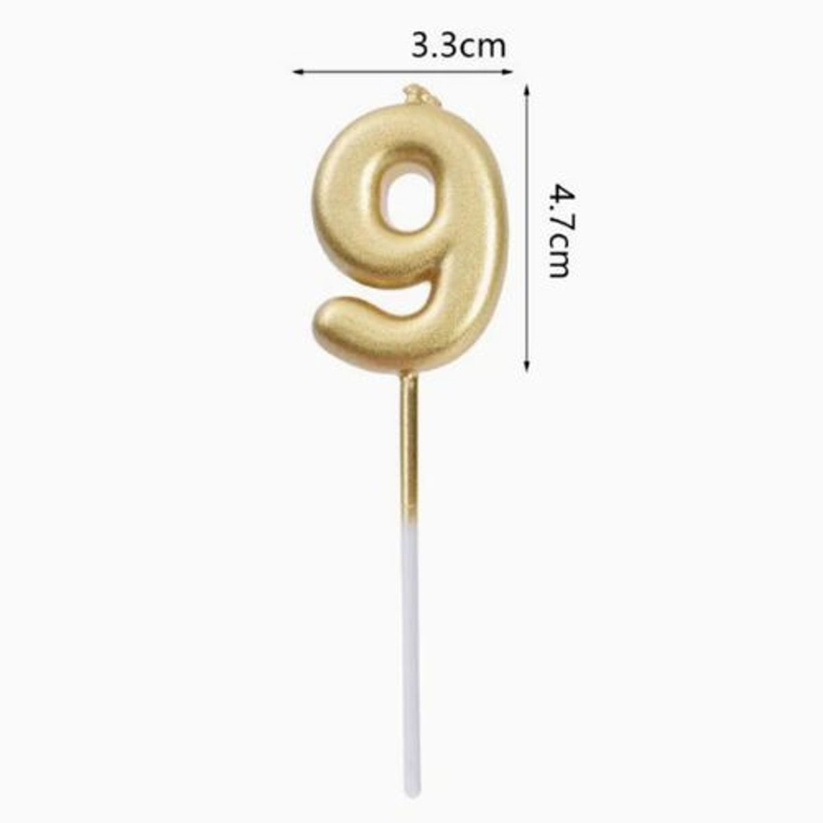 GENERICO - Vela De Cumpleaños Color Dorada Numero 9 3X4 Cm