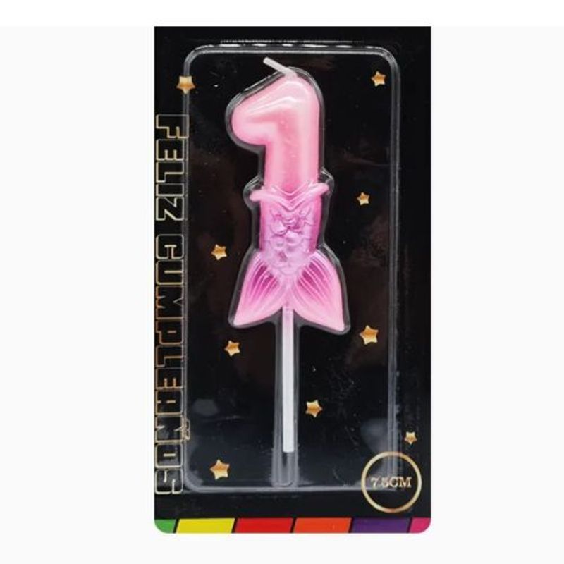 GENERICO - Velas Cumpleaños Numero 1 Color Rosa 7 Cm