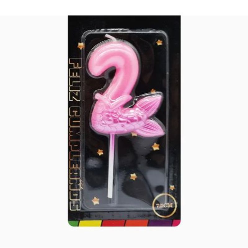 GENERICO - Velas Cumpleaños Numero 2 Color Rosa 7 Cm