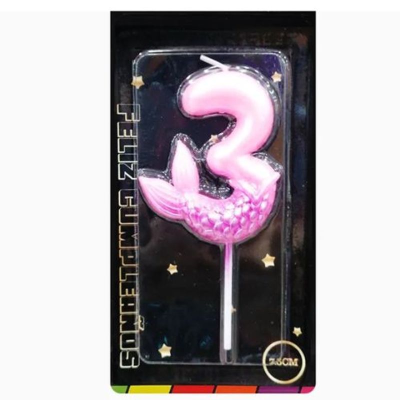 GENERICO - Velas Cumpleaños Numero 3 Color Rosa 7 Cm