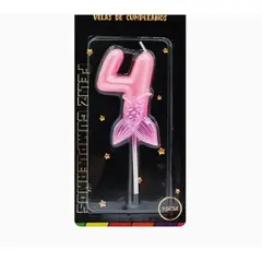 GENERICO - Velas Cumpleaños Numero 4 Color Rosa 7 Cm