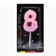 GENERICO - Velas Cumpleaños Numero 8 Color Rosa 7 Cm
