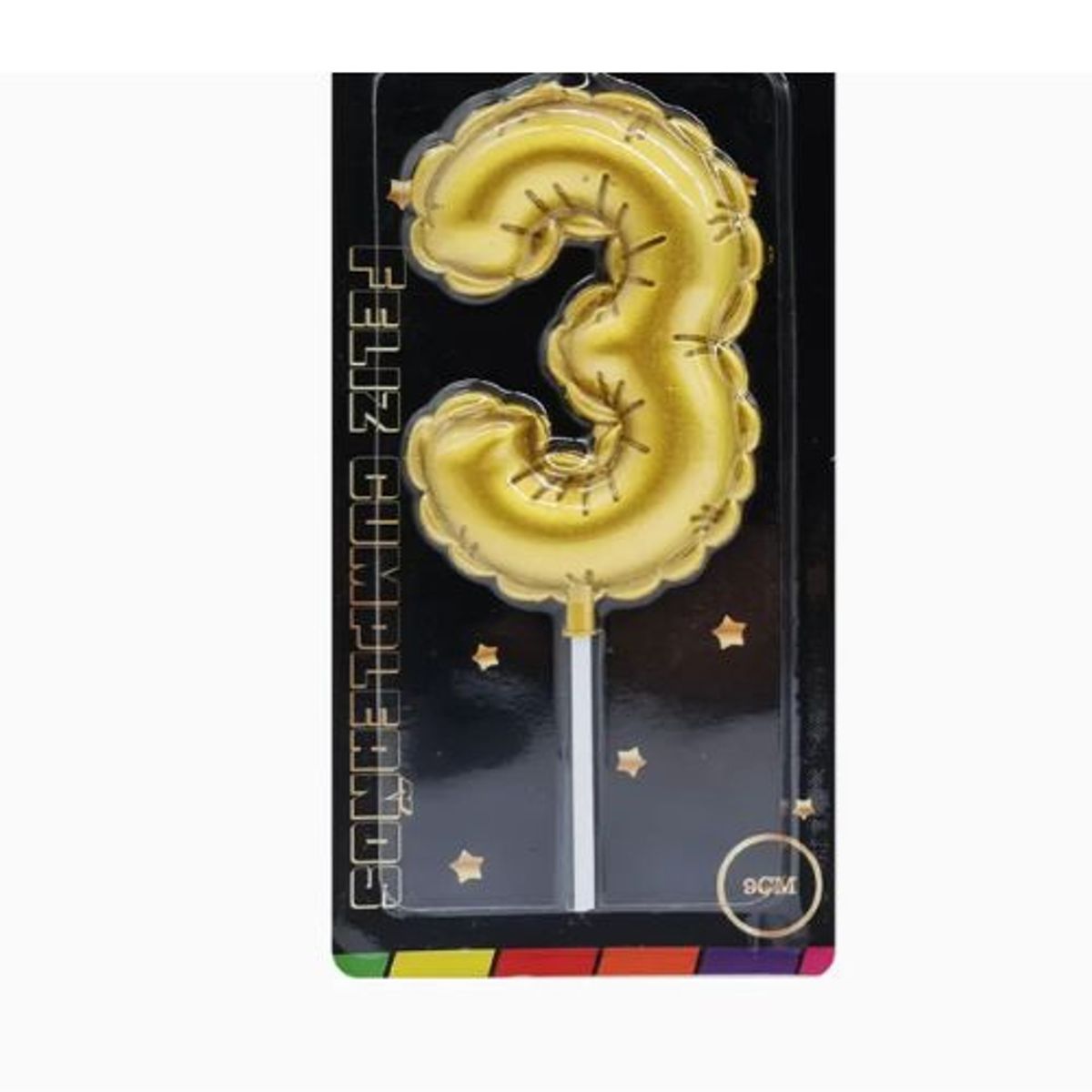 GENERICO - Velas Cumpleaños Color Doradas Cera Numero 3