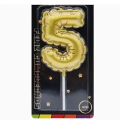 GENERICO - Velas Cumpleaños Color Doradas Cera Numero 5