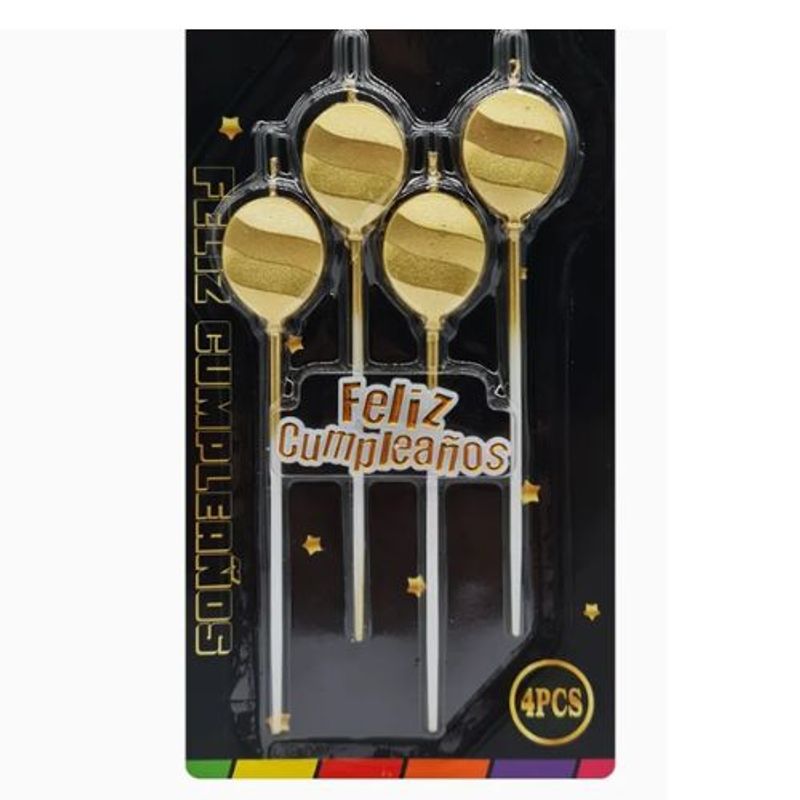 GENERICO - Velas Forma Globo 4 Unidades Color Dorado
