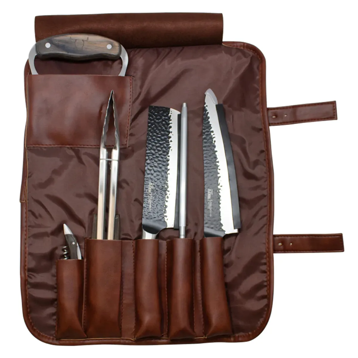 WAYU - Set Parrillero Asado Profesional Cuero Premium Wayu 6 Piezas