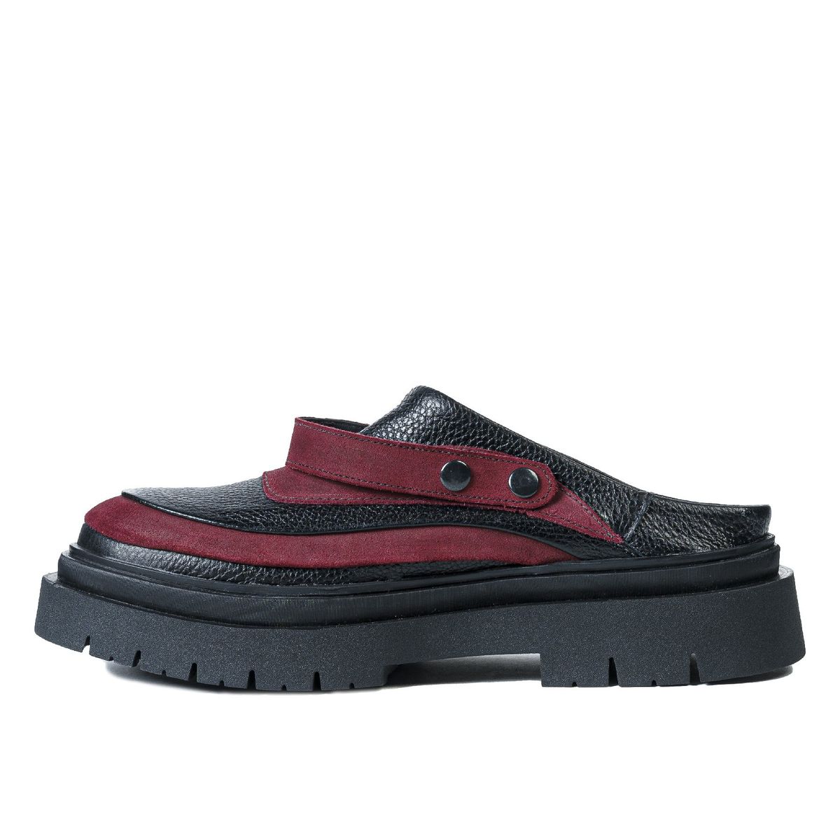 LANDAZURI - Zapato Cuero Mule Adriático Rojo Negro Landazuri