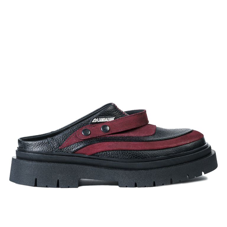 Zapato Cuero Mule Adriático Rojo Negro