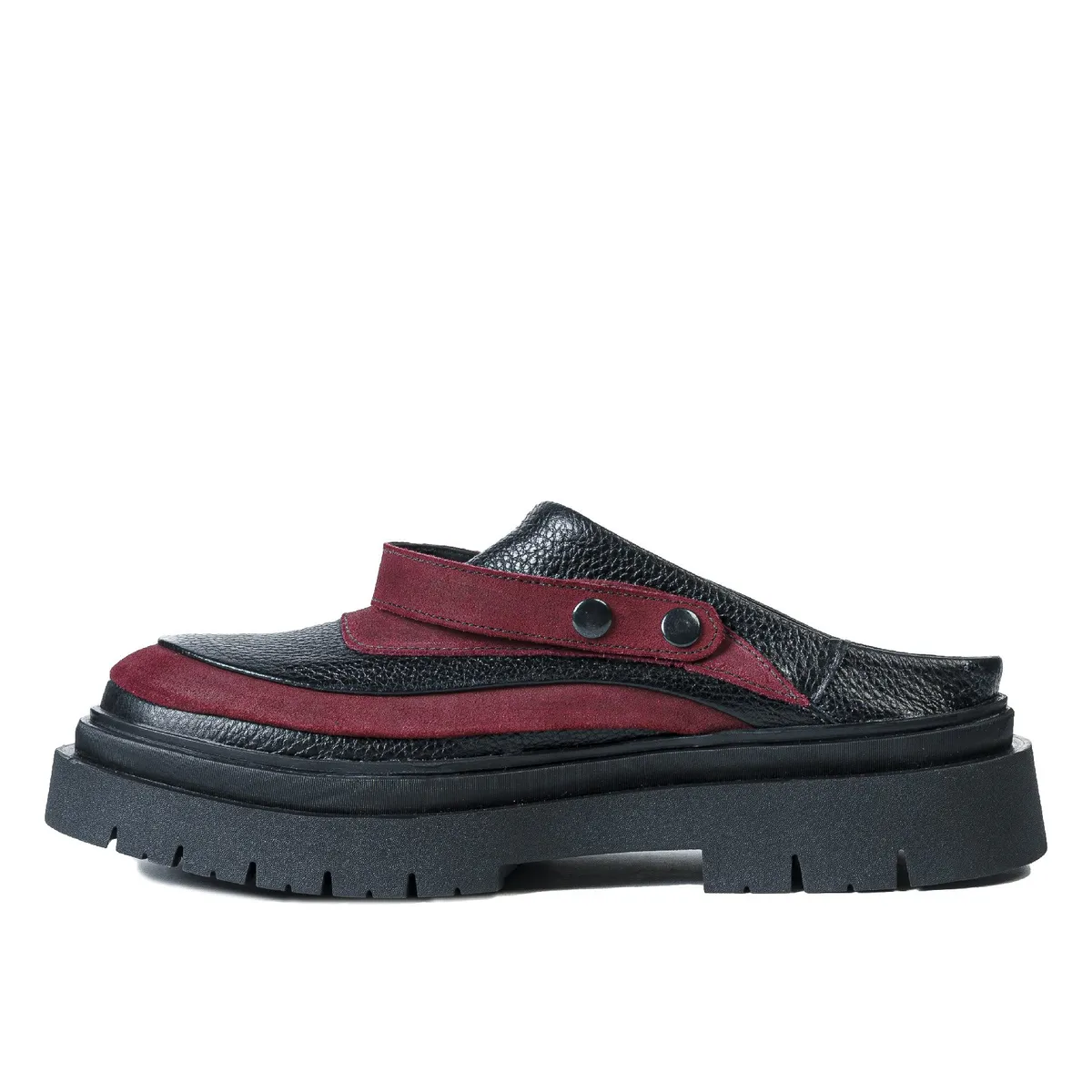 LANDAZURI - Zapato Cuero Mule Adriático Rojo Negro Landazuri