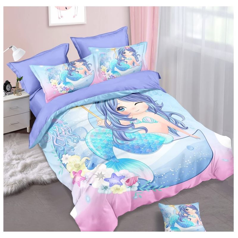 COMPRAPO - Cubrecama Quilt Infantil Liviano 1.5 Pza Mod Pequeña Sirenita + Funda