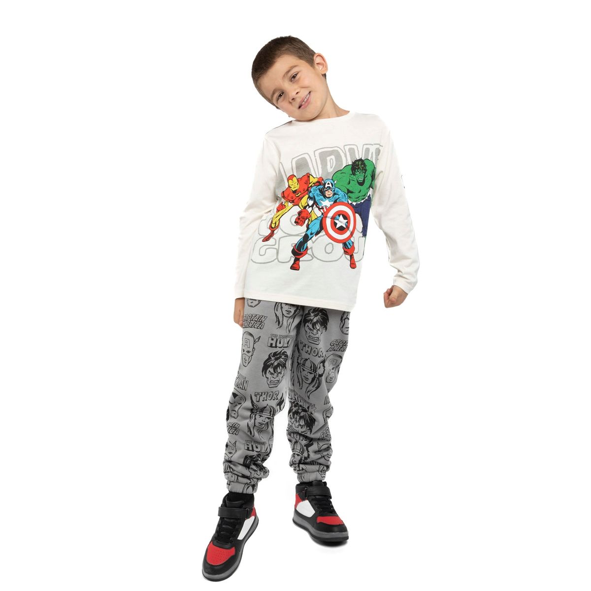MARVEL - Pantalon de Buzo Niño Personajes Gris Marvel