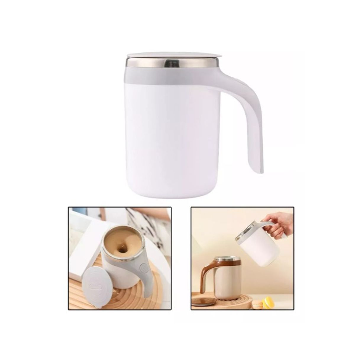 GENERICO - Taza Café Agitación Magnética Automática Mezclador Térmico Blanco