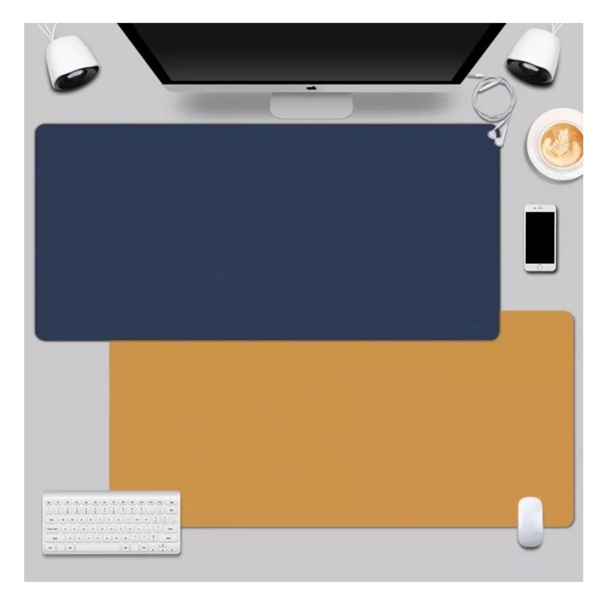 GENERICO - Alfombrilla Mousepad De Cuero Impermeable Reversible 60x30cm
