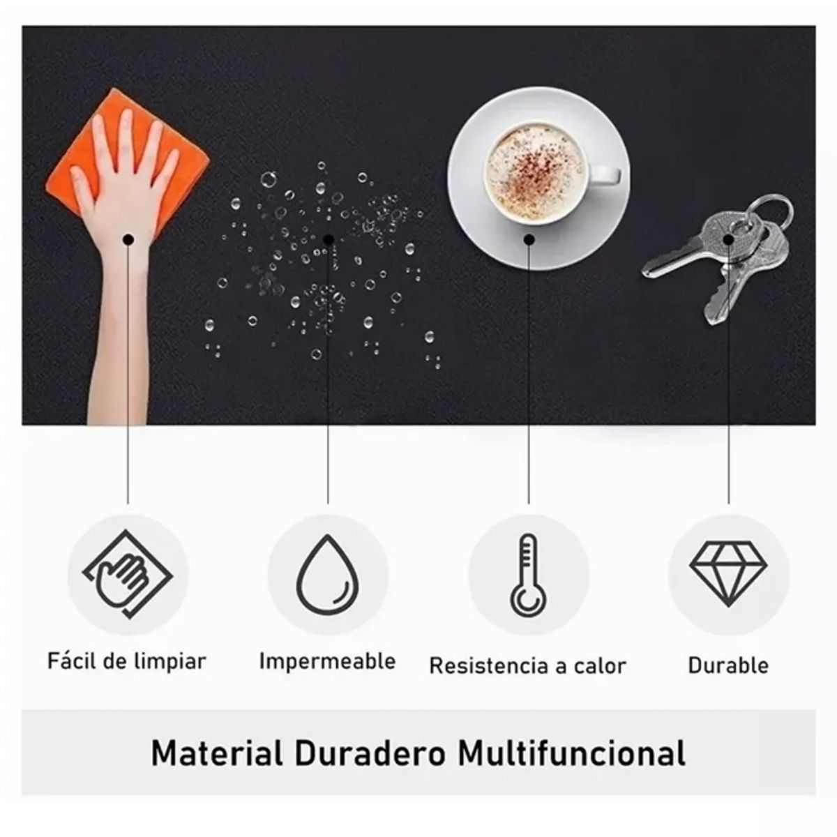 GENERICO - Alfombrilla Mousepad De Cuero Impermeable Reversible 60x30cm