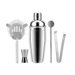 GENERICO - Set Bartender Coctelería 5 Piezas Acero Inoxidable Coctelera