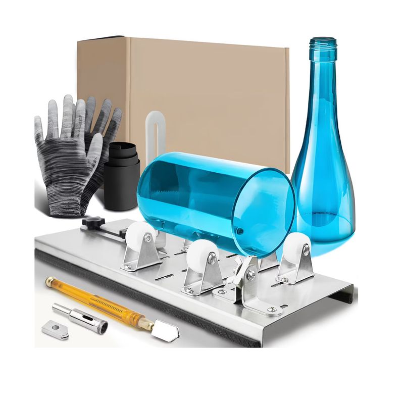 GENERICO - Cortador Botella Vidrio Base Metalica Kit Con Accesorios