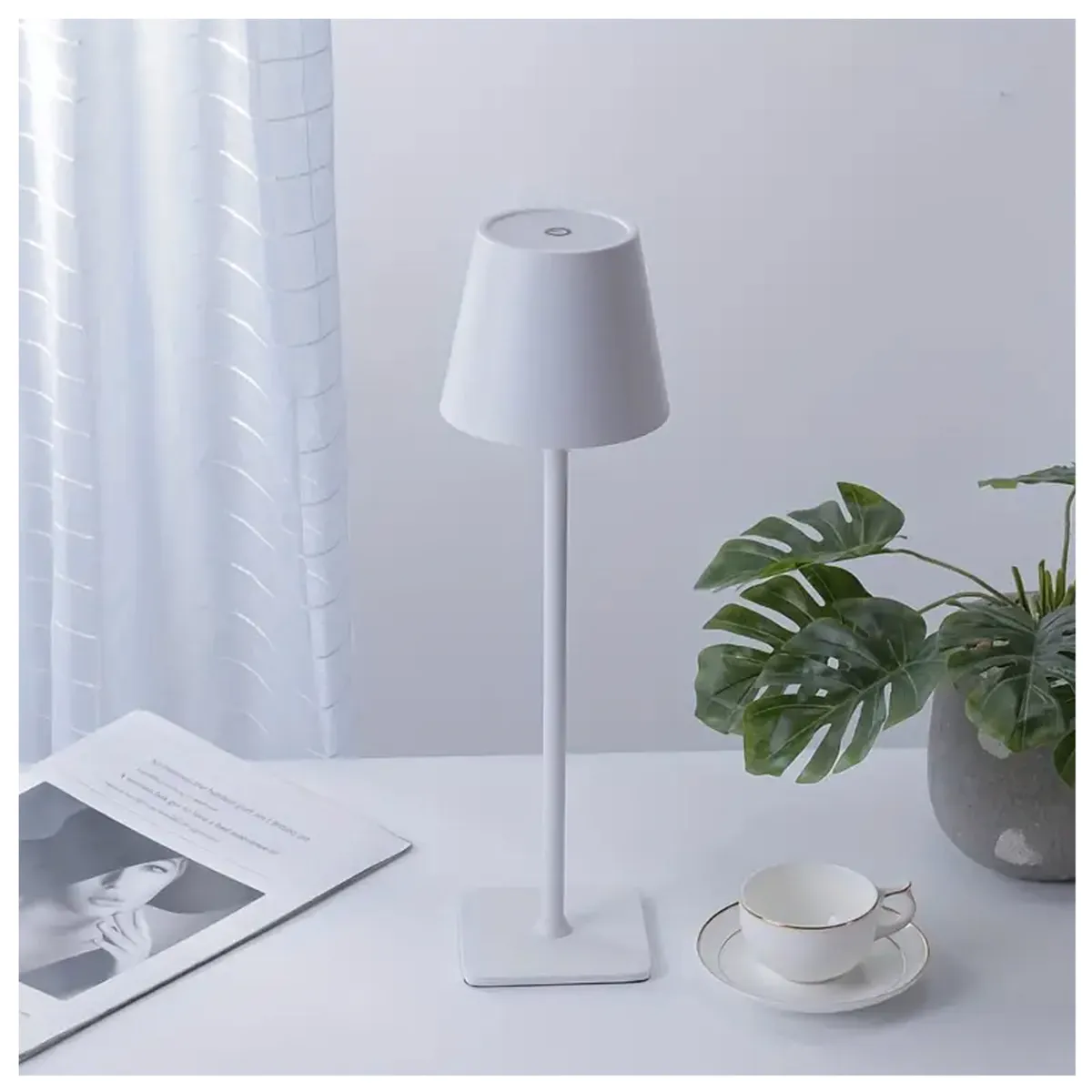 HB LEDS - Lampara de Mesa LED táctil inalámbrica y recargable Blanco