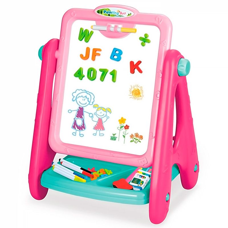 GENERICO - Pizarra Doble Magnética Tablero 2 En 1 Niños 41cm Color Rosa