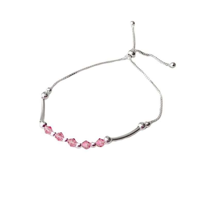 MABELITA - Pulsera Ajustable De Plata Con Cristales Rose
