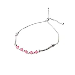 MABELITA - Pulsera Ajustable De Plata Con Cristales Rose