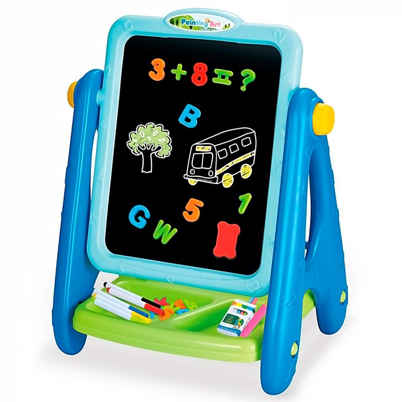 GENERICO - Pizarra Doble Magnética Tablero 2 En 1 Niños 41cm Color Azul